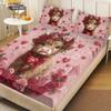 3pcs Valentine's Day Romantic Highland Cow Print coreless Bed Sheet Set Multiple Sizes Bed Cover Bedroom Bedding Decoration