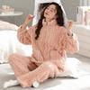 "Women's Winter Coral Fleece Pajama Set - Thick, Warm Flannel Suit for Autumn and Winter"