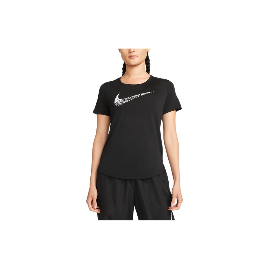 Nike Swoosh Run Quick-Dry Short Sleeve T-Shirt Women Tops Black DM7778-010