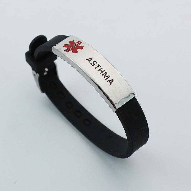 

European & American Fashion Laser Etched Medical Symbol Pacemaker Bracelet - Stainless Steel & Silicone Wristband