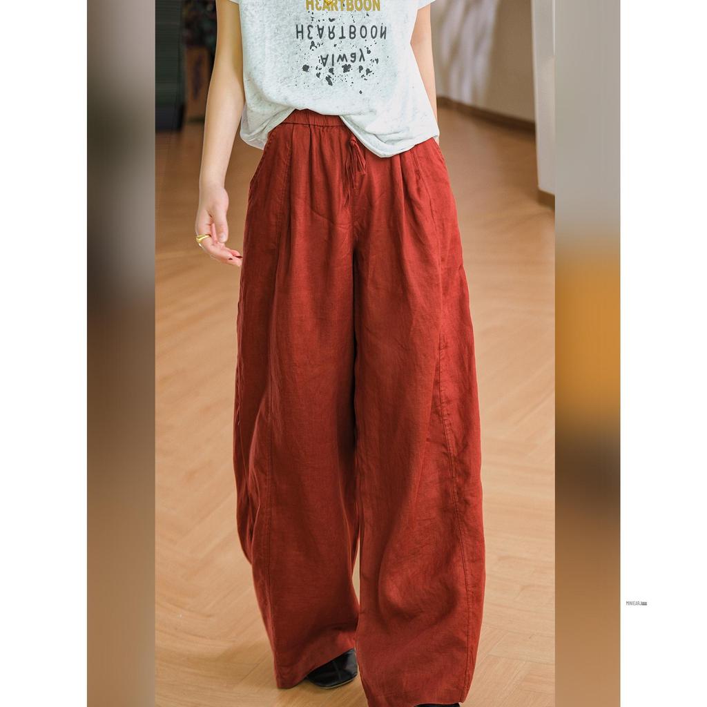 2026 New Stylish Banana Leg Linen Pants: Elastic Waist, Loose, Flattering Wide Legs