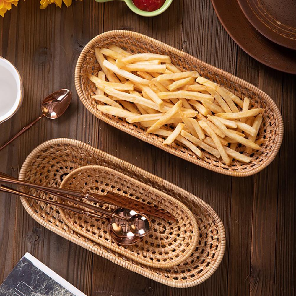Aufbewahrungsbehälter aus Rattan Handarbeit Obstkorb Snack-Aufbewahrungskorb für Zuhause Outdoor-Picknick