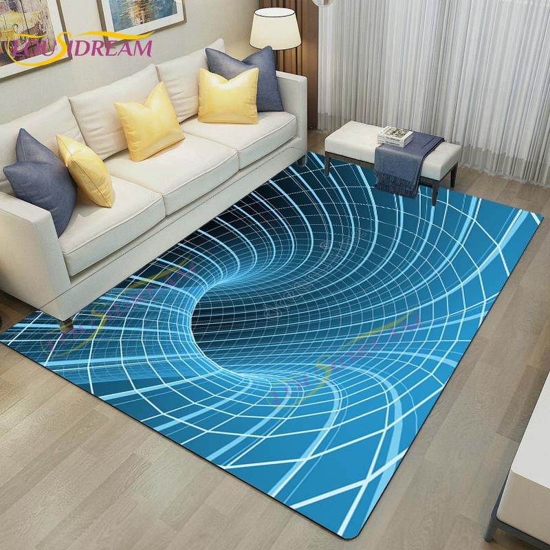 3D Vortex Illusion Rug Abstract Rug Modern Carpets for Living Room Area Rug Non Slip Floor Rug Teen's Rug Game Room Rug Play Mat