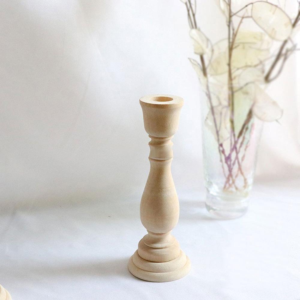 Wood Vintage Home Decor Stand Candlestick Holder Wooden Pillar Candle Holder Wedding Decoration