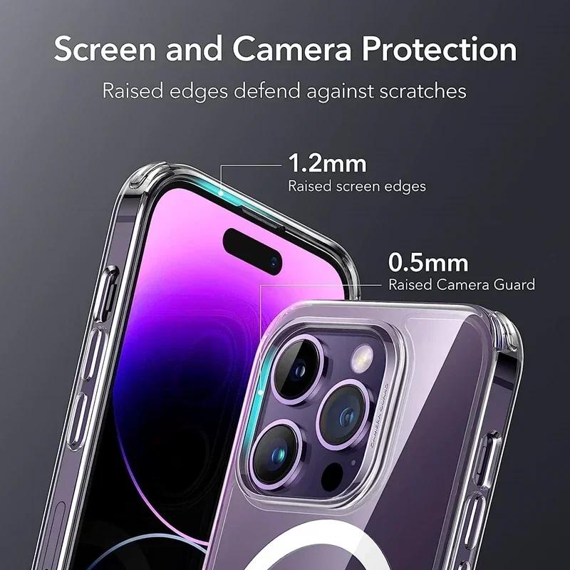 Transparent Magnetic Phone Case For iPhone 16 15 14 13 12 11 Pro Max Plus Wireless Charging Protective Cover Shell for Magsafe