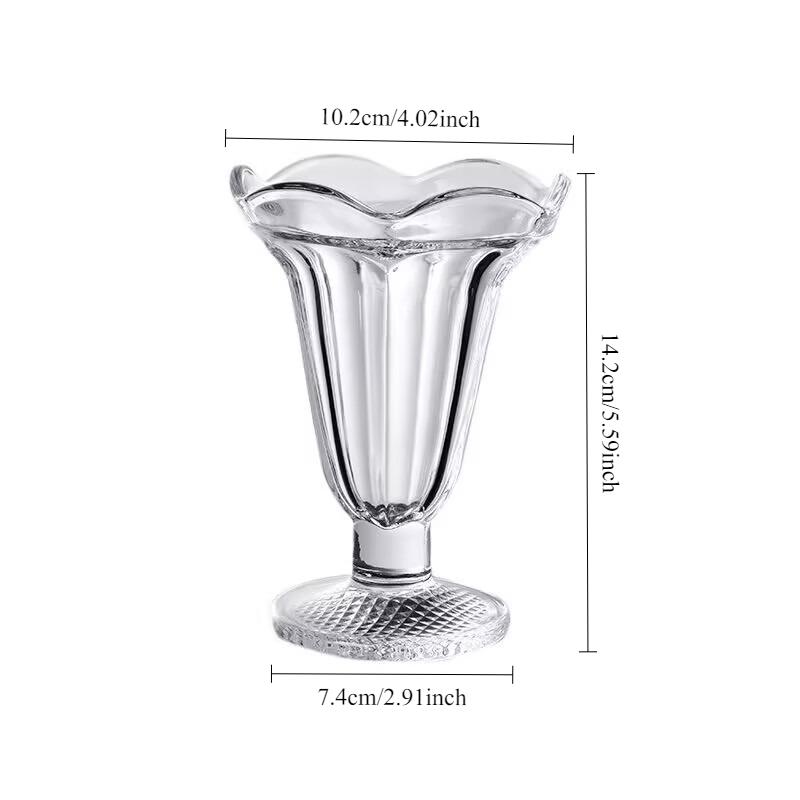205ml/190ml Glass Water Cup Breakfast Juice Cold Drink Cup High Appearance Level Ice Cream Milk Tea Cup Ice Cream Cone Cup Glass