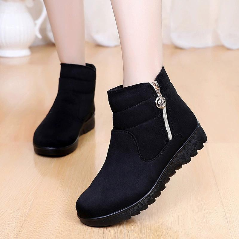 Winter Warm Mom Cotton Boots Plush and Thickening Mom Cotton Shoes Soft Sole Anti Slip Mom Shoes Short Boots