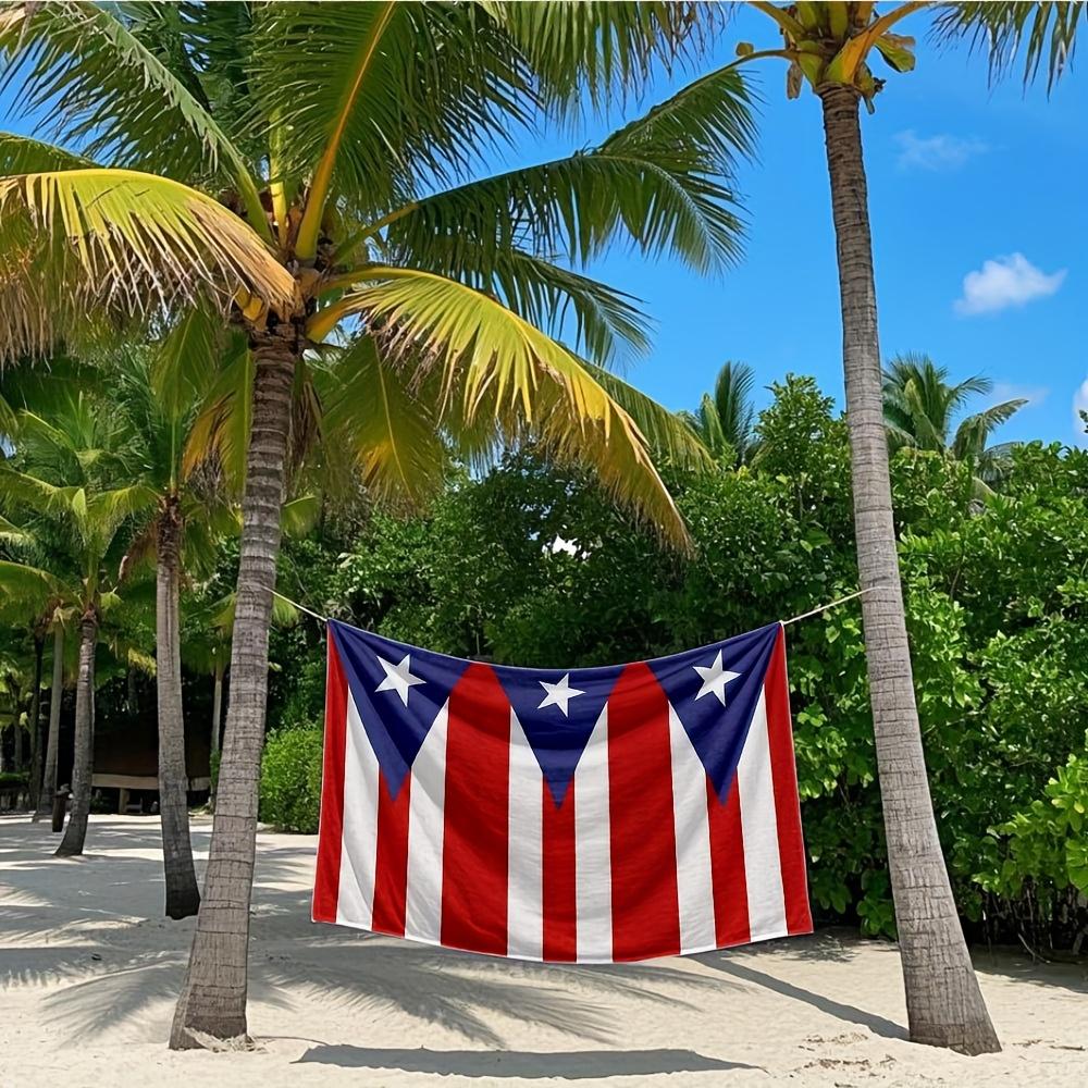 

1PC Puerto Rico Flag Beach Towel Polyester Quick Dry Travel Towel Unisex Lightweight Soft for Swimming Camping Surfing Beach Ess W40*H60(CM)