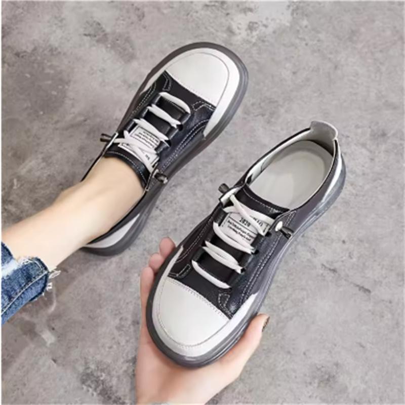 

Genuine Leather Women s White Shoes Female Flat Sneakers Size35-41 Autumn Vulcanized Shoes Ladies Casual Shoes Comfortable Flats 35 чорний