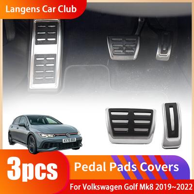 For Volkswagen Golf Mk8 ~ Stainless Steel AT MT Car Foot No Drilling Pedals Rest Accelerator Tray Part Accessories.