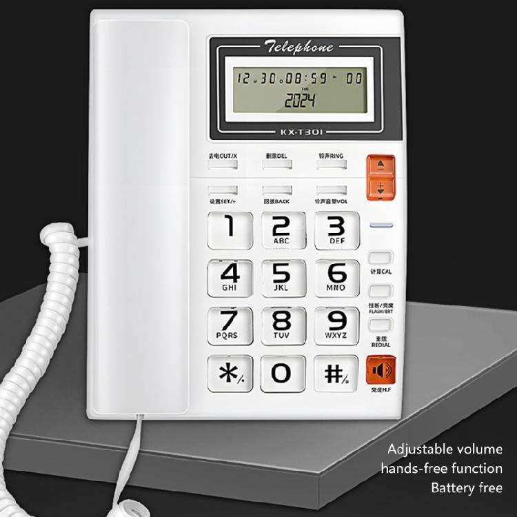 Corded Landline Phone Big Button Household Business Desktop Landline Telephone with LCD Display for Office Front Desk