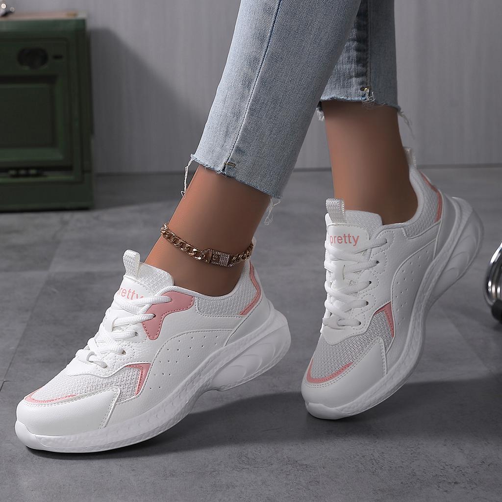 Autumn new sports shoes lightweight student running shoes white soft-soled mesh breathable shoes