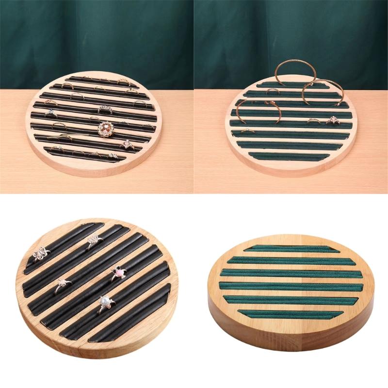 Compact Wooden Ring Earring Bracelet Organizers Plate Sturdy Countertop Display Stand Practical Rings Storage Holder