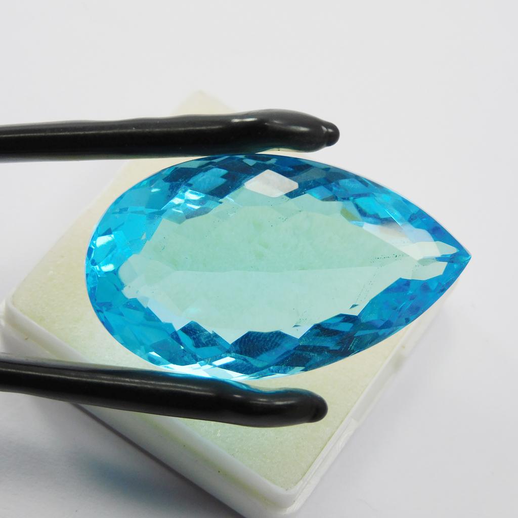 Blue Sapphire 87.00 Ct Loose Gemstone CERTIFIED Lab-Created Pear Cut Perfect M-1006-Ra