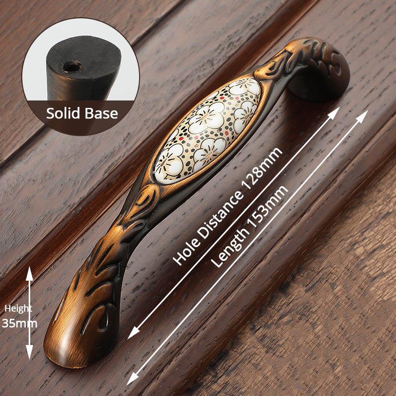KAK Antique Bronze Ceramic Cabinet Handles Vintage Drawer Knobs Wardrobe Door Handles European Furniture Handle Hardware