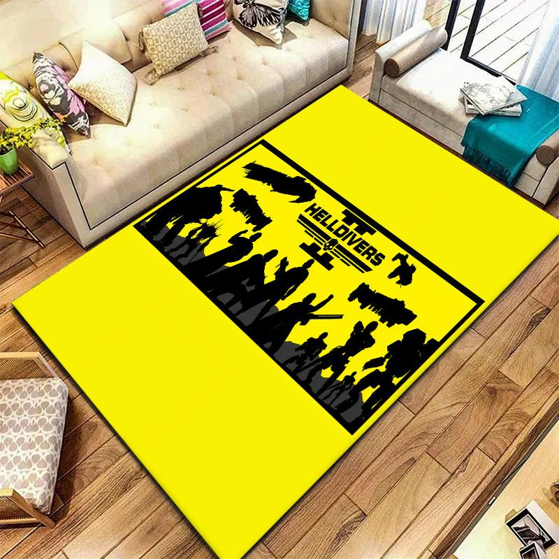 Helldivers Game Silhouettes Carpet Rug For Living Room Bedroom Home Sofa Decoration Kids Play Nonslip Floor Mat