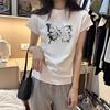 American Front Shoulder Sweet Fashion Butterfly Design Short-sleeved T-shirt Women's Summer New Sweet and Spicy Versatile Short-sleeved Top