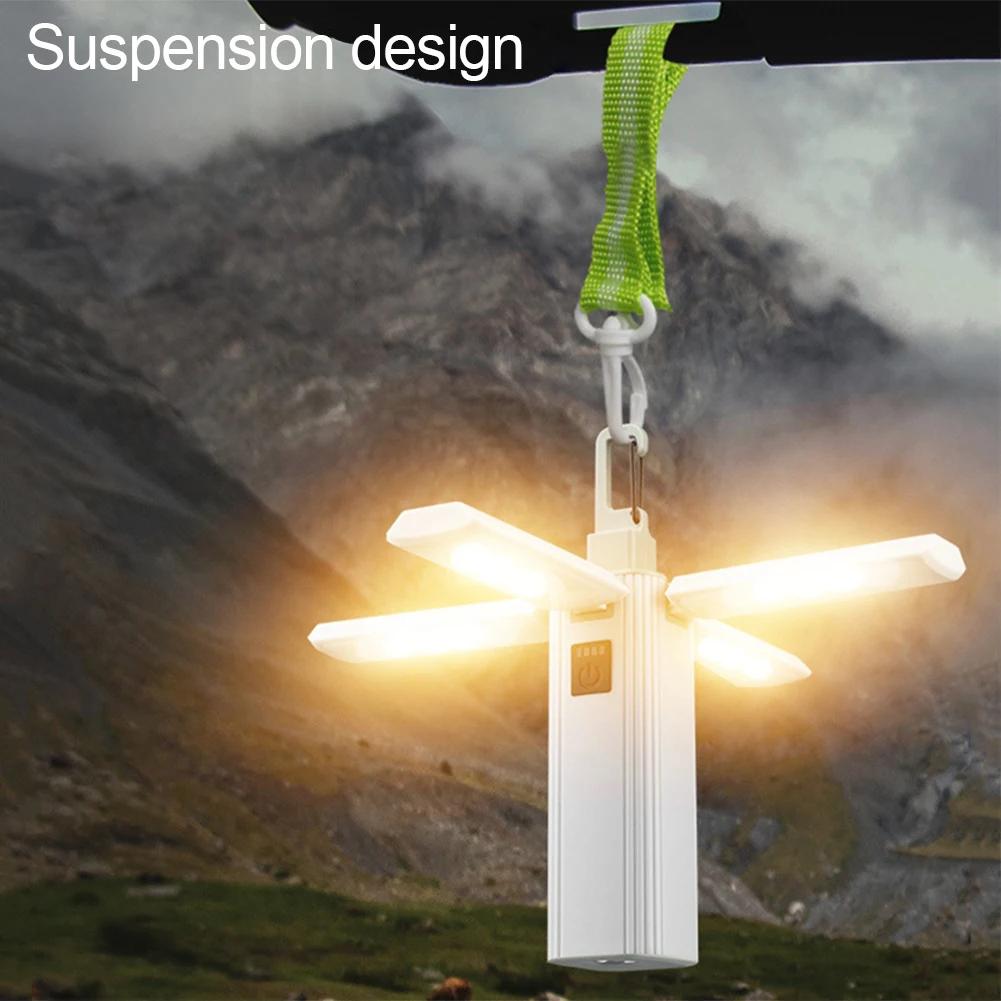 Outdoor Multifunctional Folding Camping Lamp Tent Atmosphere Lamp Handheld Hanging Lamp Portable Lighting Lamp USB Rechargeable