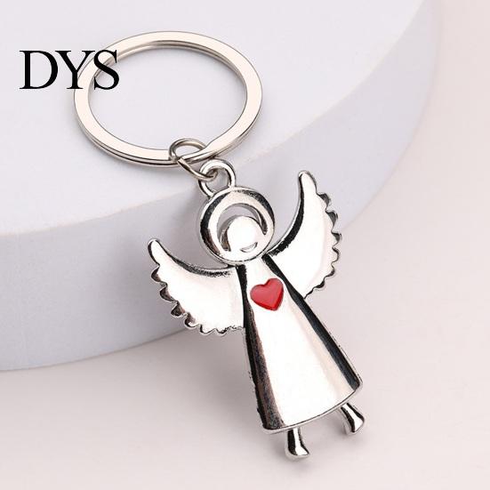 Zinc Alloy Key Holder Angel Keychain for Women Men, Love Heart Car Ring Ring, Handbags Charm Decorative Accessories