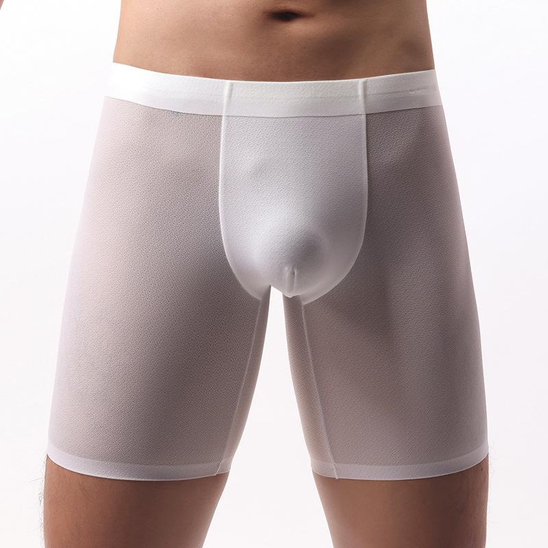 Eis Seide Herren Anti-Scheuer Nahtlose Boxershorts - Atmungsaktiv, Antibakteriell, Verlängerte Länge für Laufen und Fitness