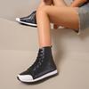 Fashion Women's Chic High-Top Boots with Side Zipper Lace-up Comfortable Fabric Lining Sneakers White Black Fashion High Gang Shoes