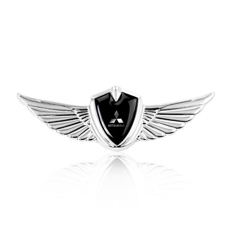 3D Wings Metal Shield Logo Metal Sticker Decorate Car Accessories For Mitsubishi Mirage G4 KU8