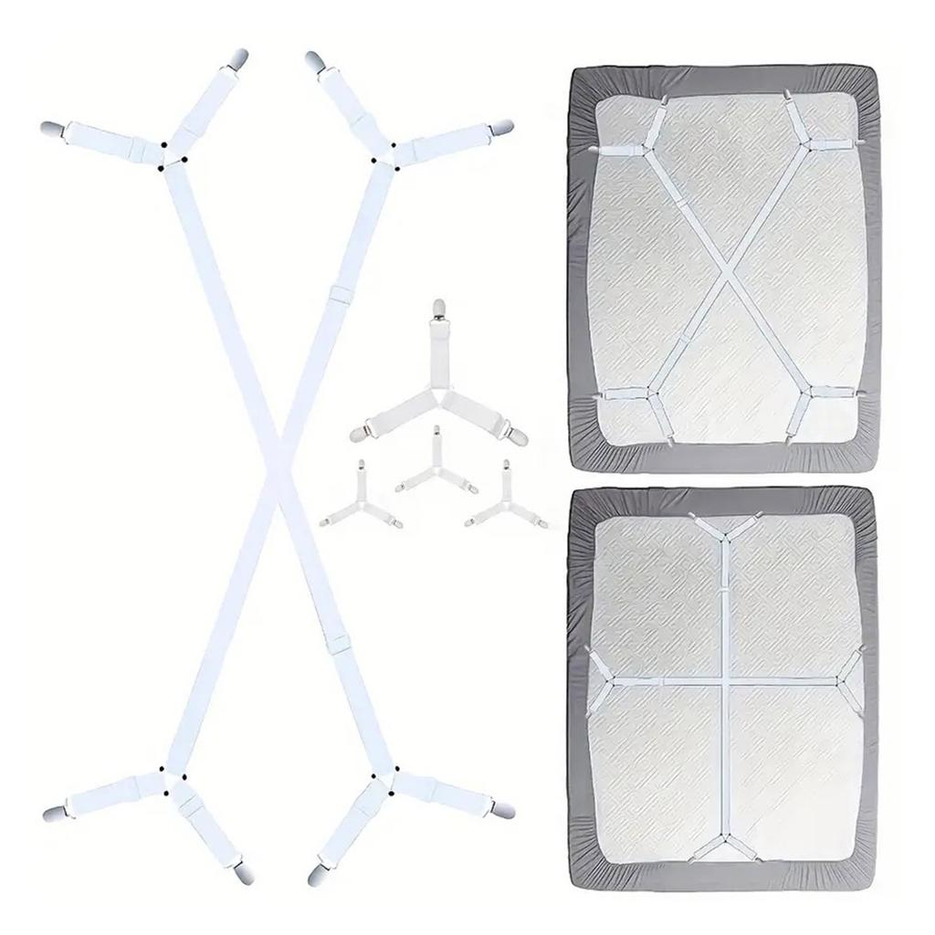 Set of 2 Strong Polyester Bed Sheet Tensioners with Metal Clips Secure Fit Sheets Nonslip Design Bed Sheet Holder Strap