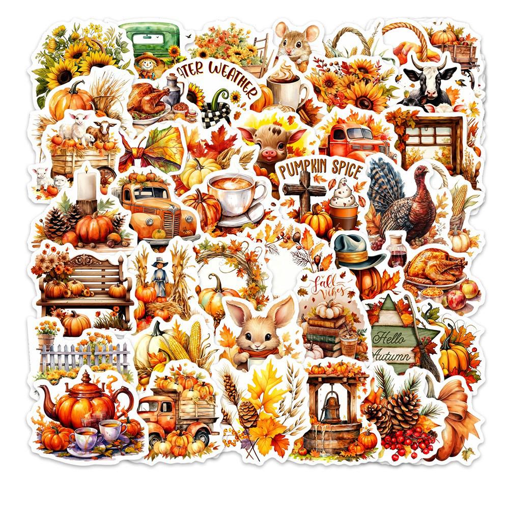 

Thanksgiving Cartoon Creative Stickers – 50 Sheets for Journals, Notebooks, Phone Cases, and DIY Decoration. GKTZ037