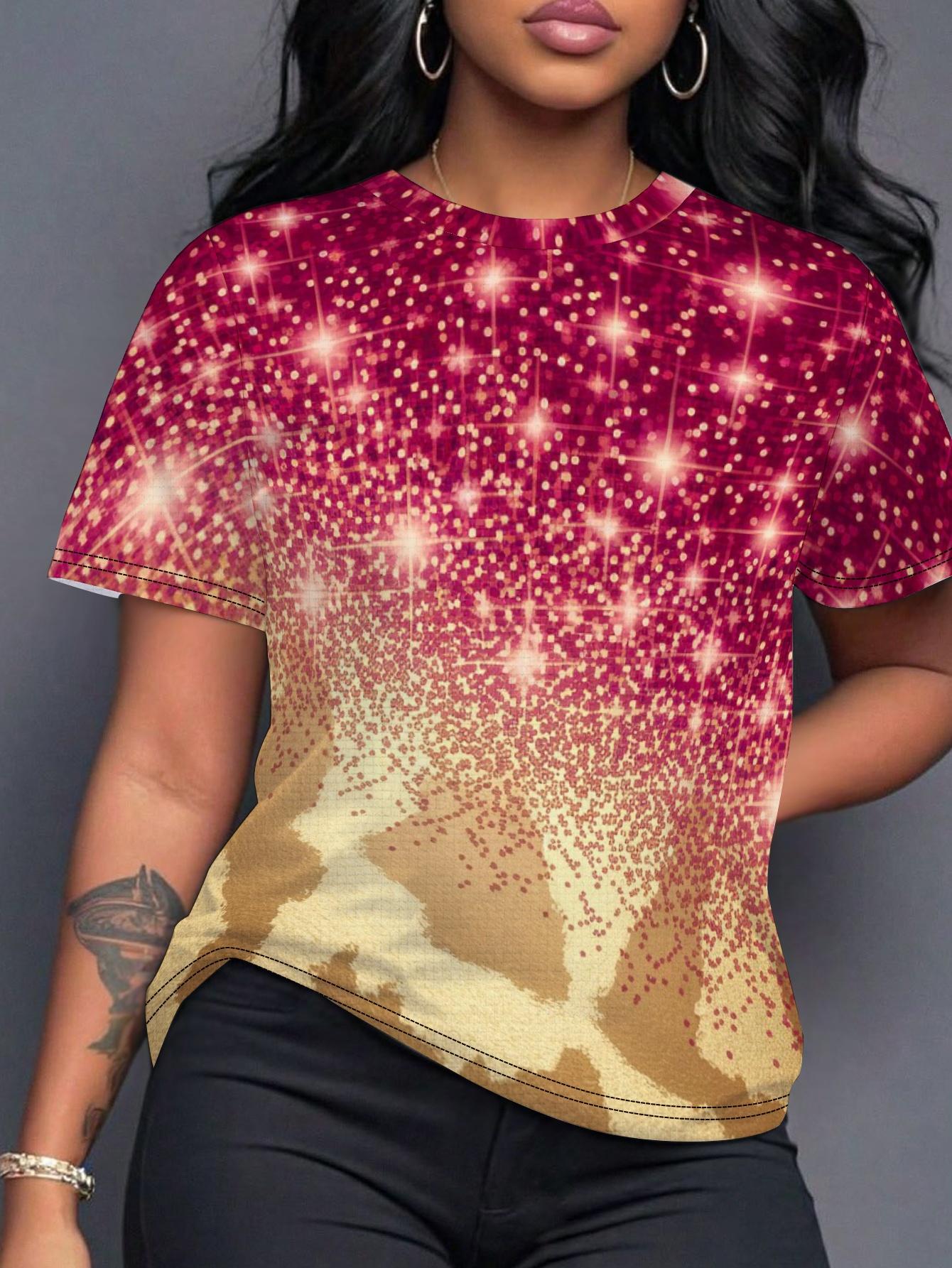 

Printed Design - Textured-free Women s Short-sleeve Garment Featuring a Faux Golden-pink Glitter Gradient Design 3XL дубильна кора
