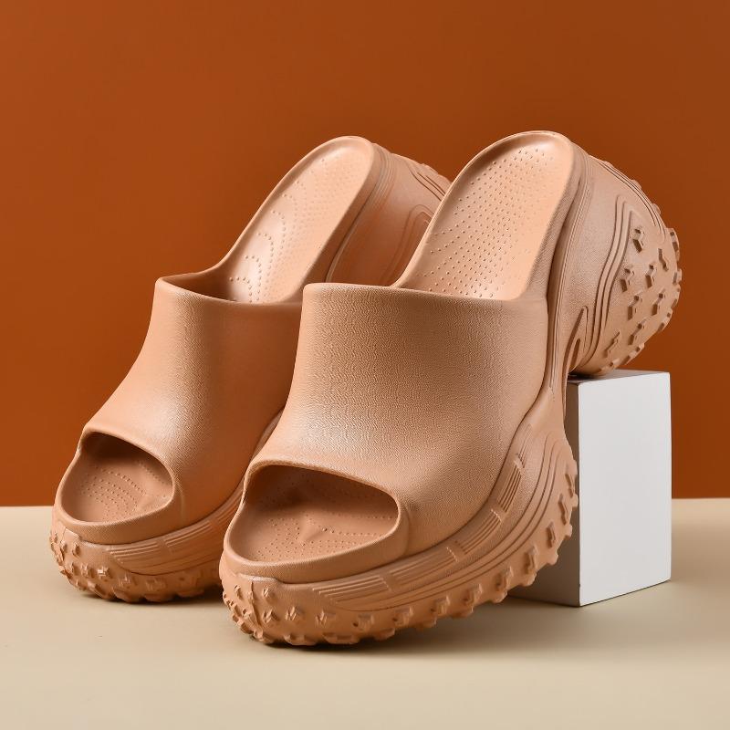 Super thick-soled outer wear eva slippers for women's summer height increase, new fashionable non-slip and deodorant soft-soled one-word slippers