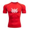 Men's Compression Workout T-Shirt, Spiky Deathmetal Font Print Quick Dry Breathable Athletic Shirt for Gym Running Train