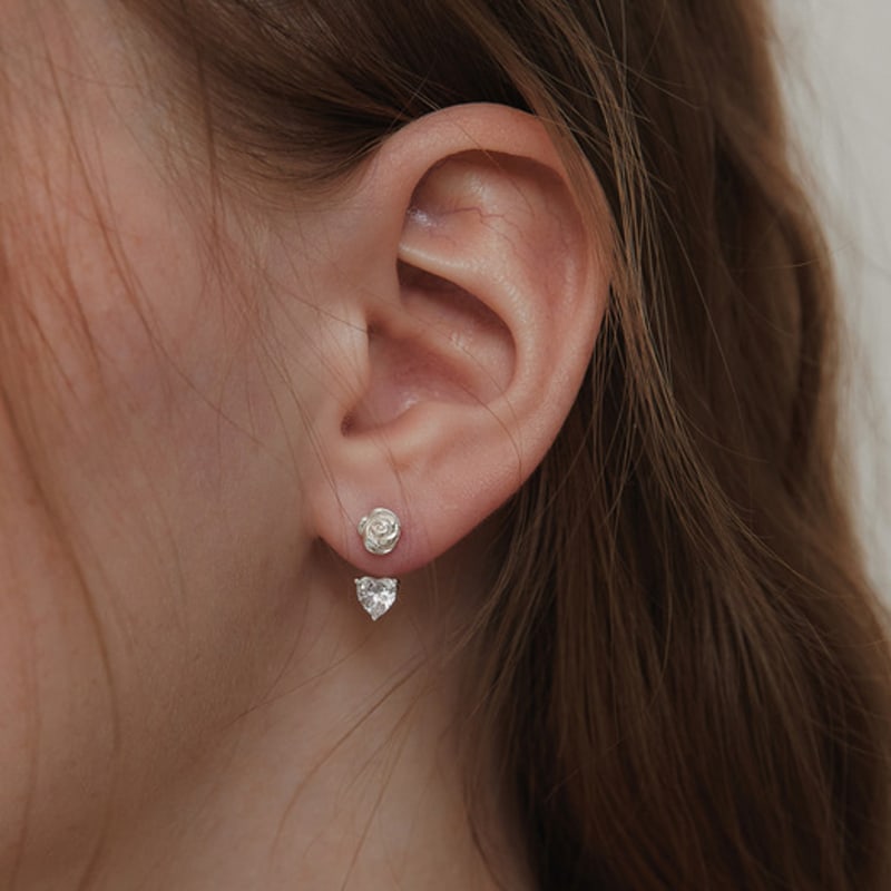 Tatiana (925 Silver) Shining Rose Ear Jacket Earrings EC3072