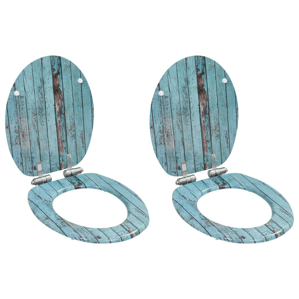 lot de 2 Sièges WC MDF Couvercle à fermeture douceur Vieux bois