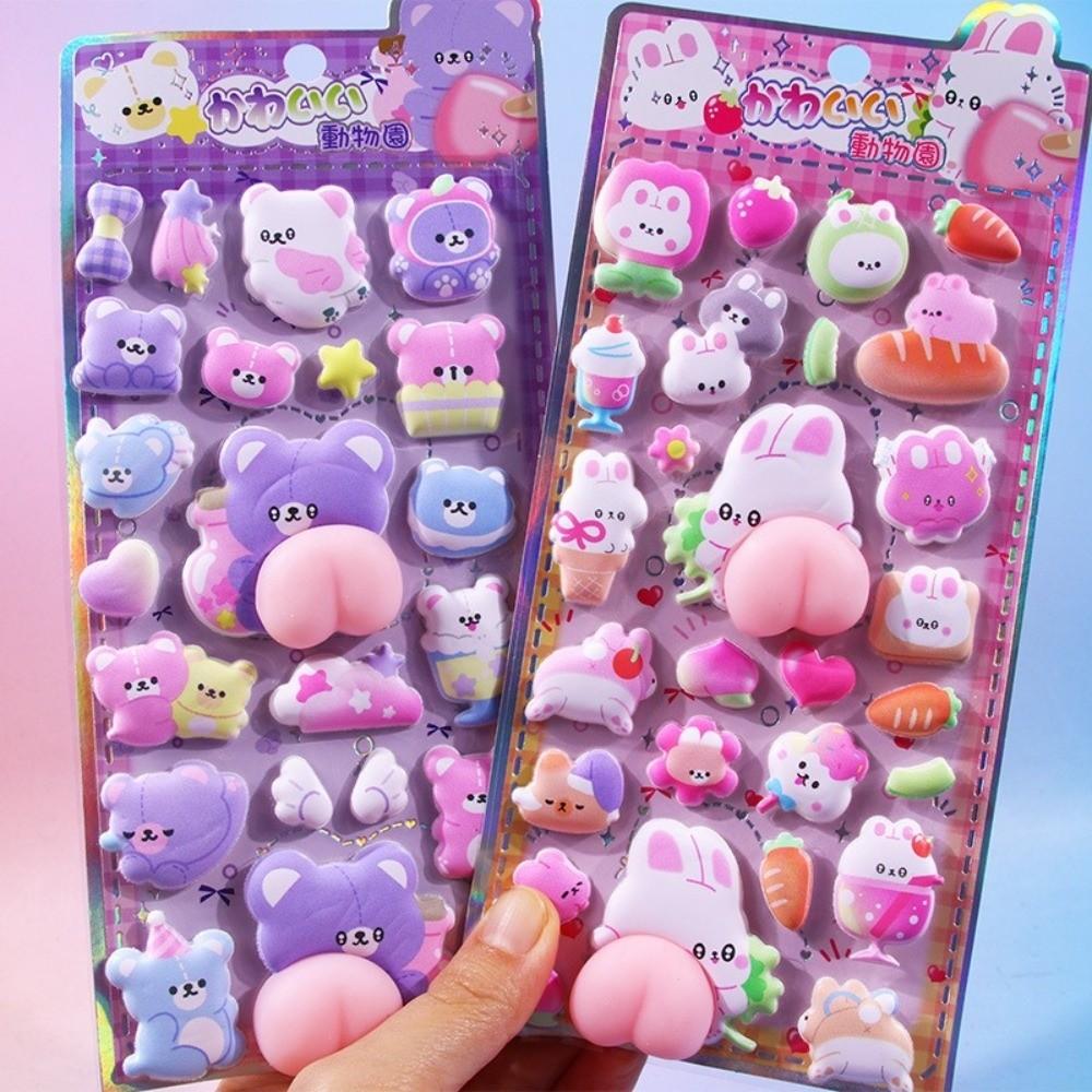 New Stereoscopic Effect 3D Bubble Foam Stickers Cartoon Soft Happy Buttocks Stickers Stress Relief Fart Peach Sticker DIY Crafts
