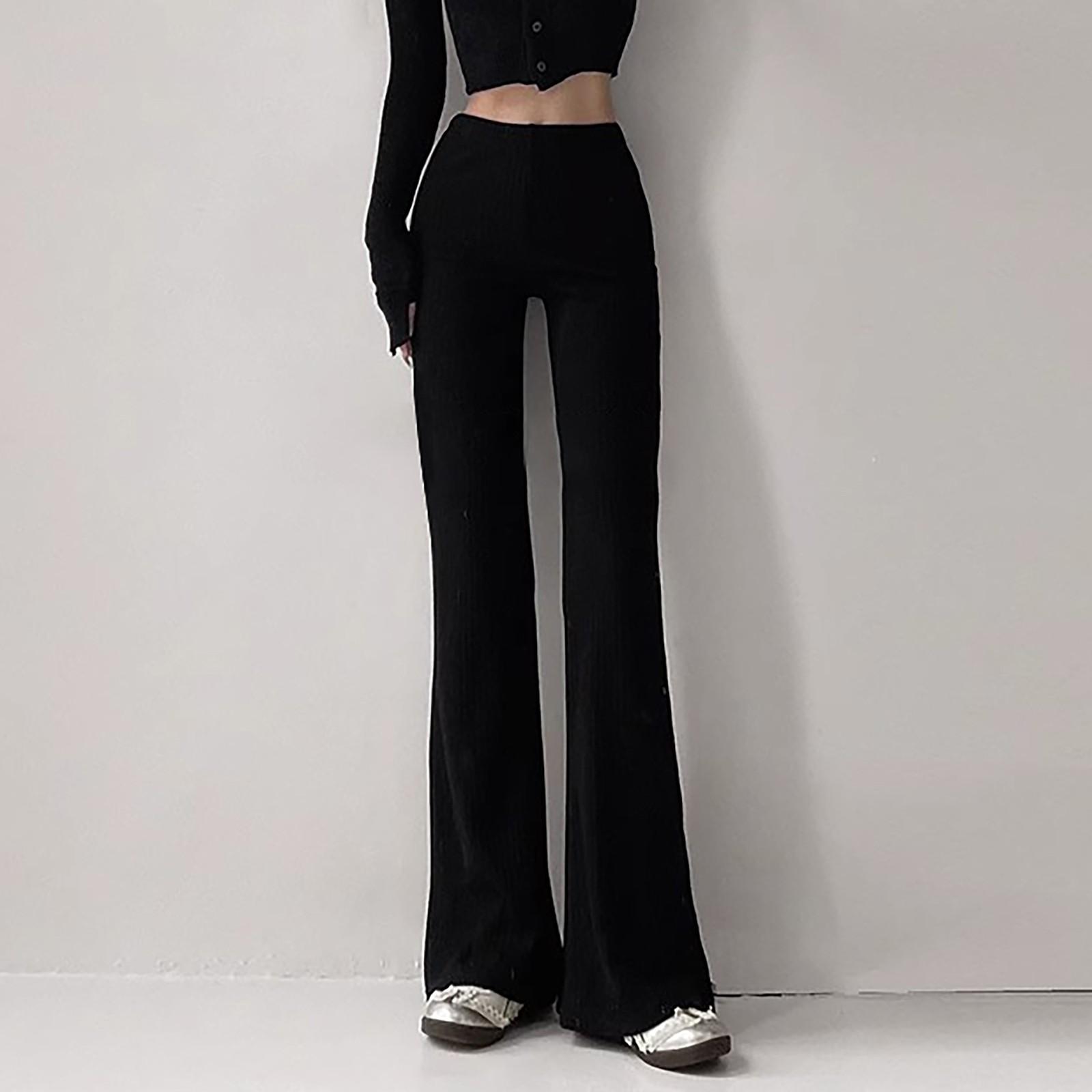 

Женские эластичные брюки узкого кроя с расклешенным низом и высокой талией, широкие брюки длиной до пола M