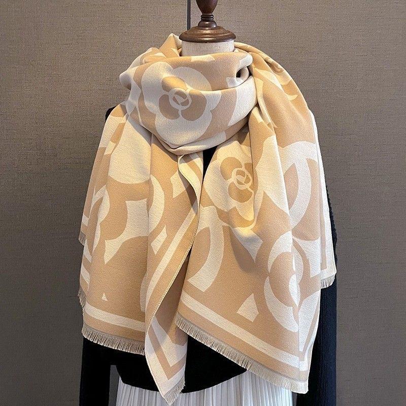 New Rose Flower Imitation Cashmere Scarf for Women in Autumn and Winter Versatile Fashionable and Stylish Thickened Warm Scarf Shawl Outer Wear