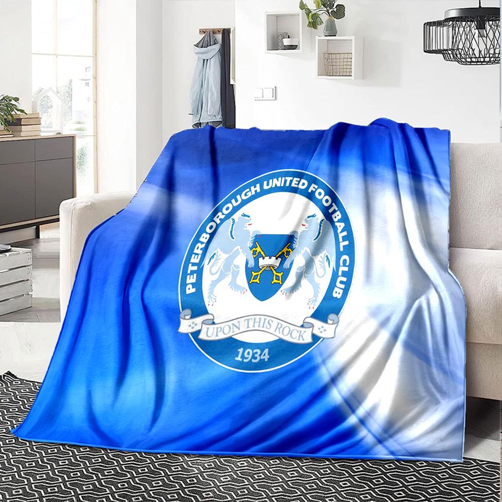 Peterborough Crest Flannel Blanket, Soft Polyester, Modern Design, All-Season for Camping, Travel, Gifts for holidays or birthdays