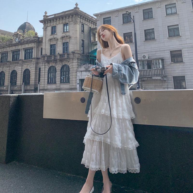 

Женское французское белое платье-макси на бретельках - Стиль морского отдыха весна 2024 M