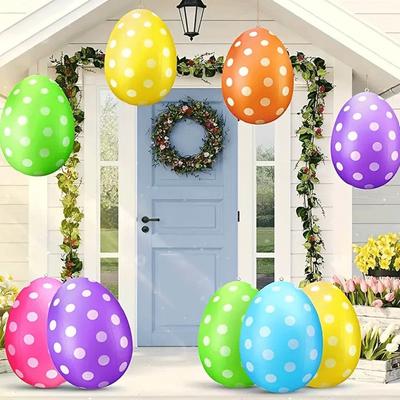 Húsvéti Felfújható Tojás Party Lufi DIY Műanyag Tojás Labda Kopásálló Színes Tojás Lufi Kültéri Kert Udvar Gyep Díszítés