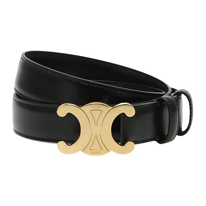 Celine TRIOMPH Leather Belt for Women  Black  2.5cm Wide