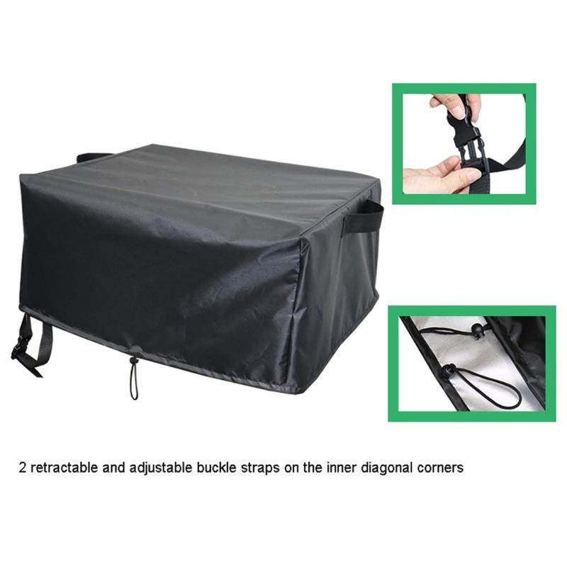 Black Pizza Oven Cover With 420D Fabric and Drawstring Bottom, Square Full Cover for Daily Outdoor Kitchen Storage, 62 x 62 x 28 cm