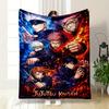 Blue and Red Flames Surround Characters In Dynamic Battle Poses. for All Seasons Blanket Lunch Break Throw Gift