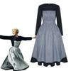 Halloween Maria Cosplay Costume Black White Striped Apron Dress Sound Of Music Nun Outfit Party Performance