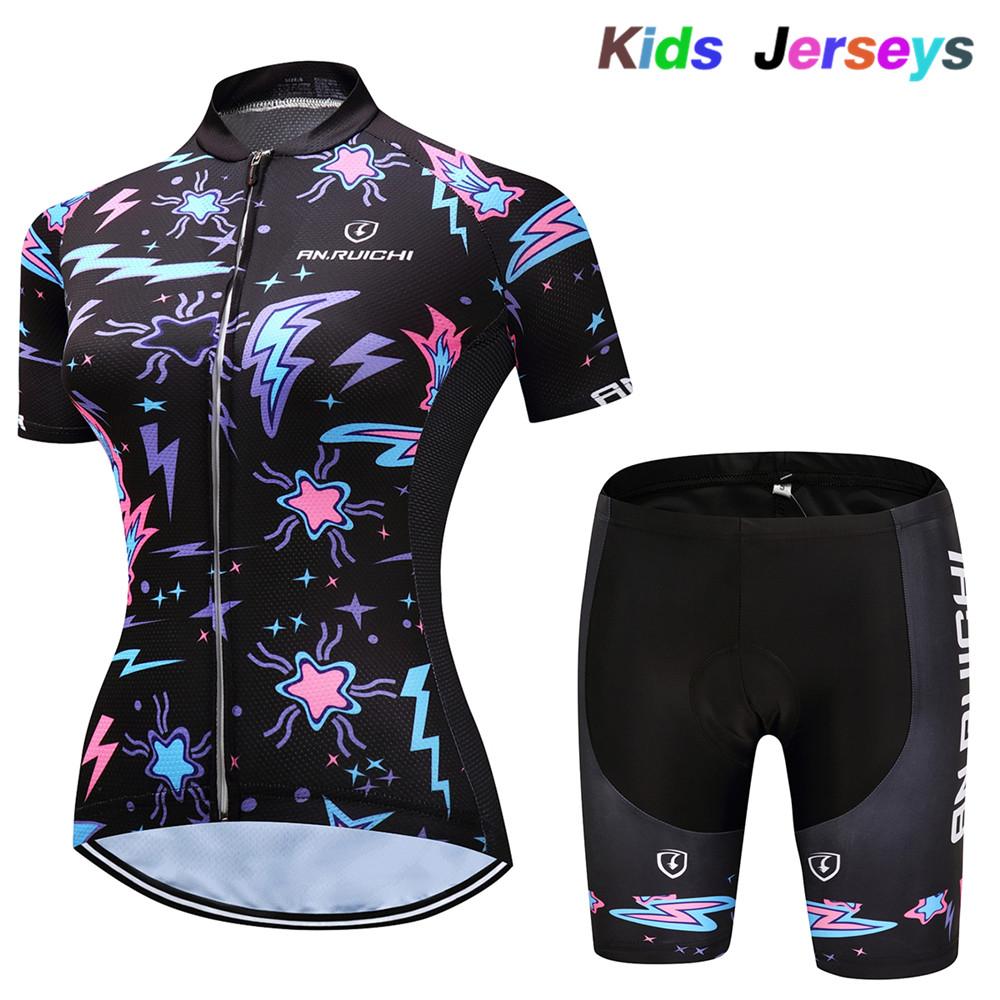 2026 Girls Cycling Jersey Set Ropa Ciclismo Cycling Kit for Kids Summer Breathable Cartoon Bicycle Jersey Suit Children Clothes
