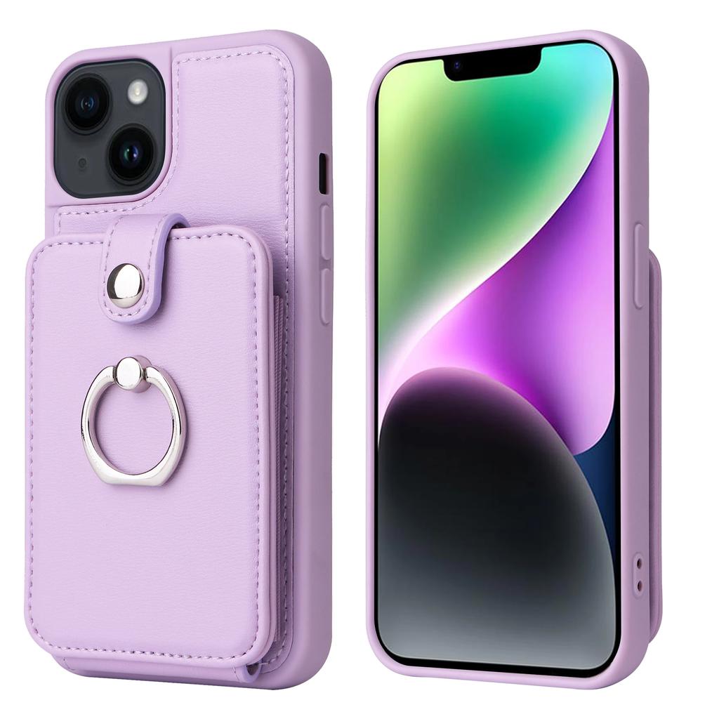 Leather Ring Wallet with Card Holder Phone Case for IPhone 16 15 14 13 12 11 Pro XR XS Max 8 7 Plus Protective Shockproof Cover