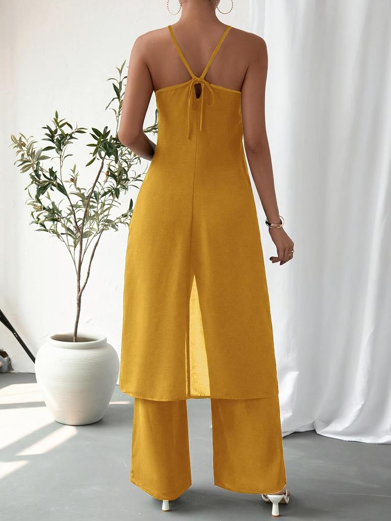 2025 Elegant Casual Solid Color Women's Camisole Two-Piece Set