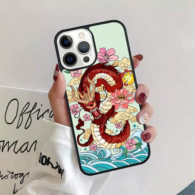 Japanese Dragon Style Phone Case For iPhone 11 12 13 14 Pro Max Mini Cover For iPhone X XS Max XR 5 6 7 8 Plus Coque