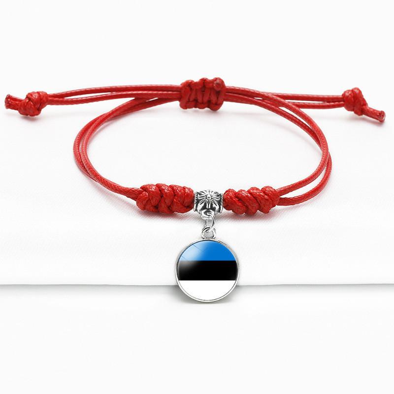 Red Bracelet Trendy With Timeless Gem European Country Flags Unisex Material Mixed