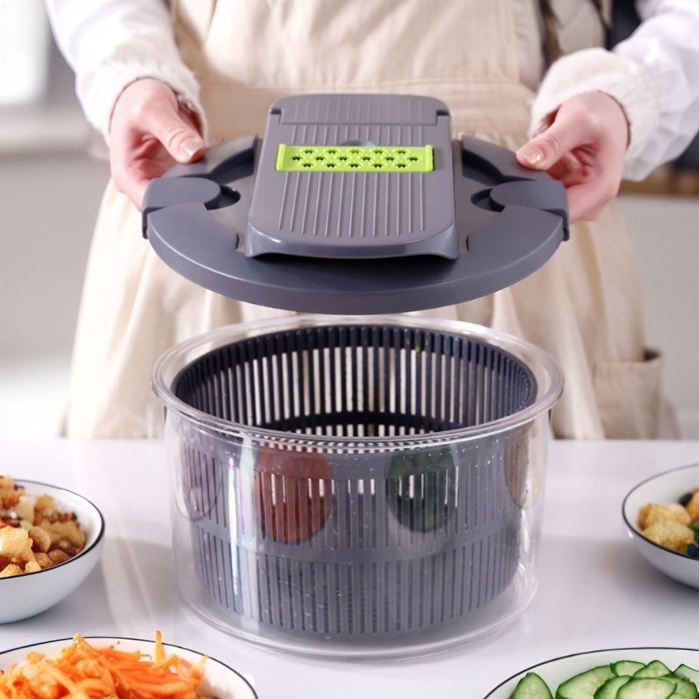 2 in 1 Multi-functional Vegetable Dehydrator Set Manual Salad Spinner Vegetable Shredder Home