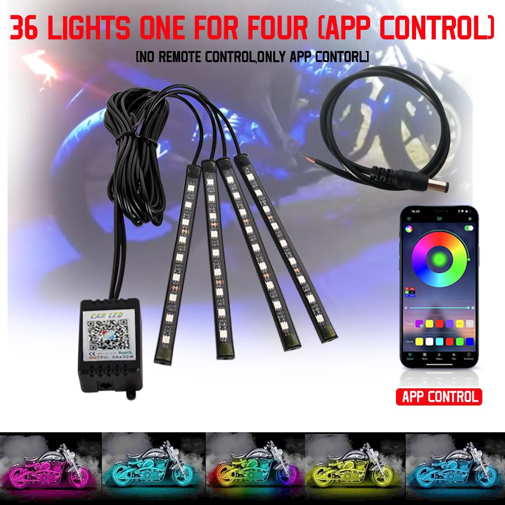 LED Motorcycle Decorative Ambient Light Strip Waterproof Flexible RGB APP Sound Control Moto Backlight Car Atmosphere Lamp 12v